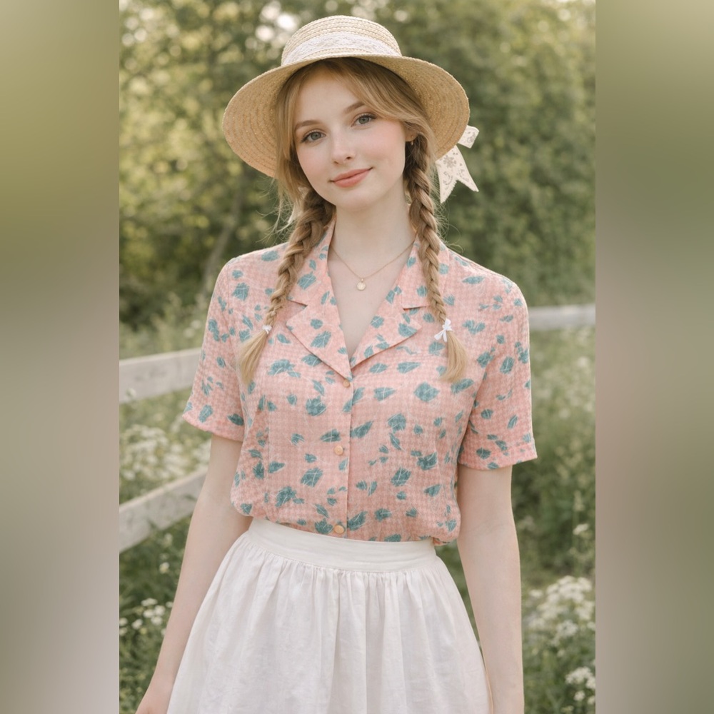 Vintage 90’s Pendleton Pastel Button Down Blouse Cottagecore Romantic‎ Dainty